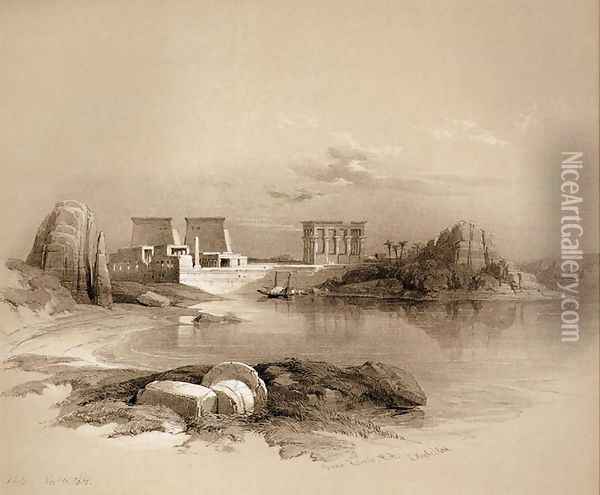 21 Island of Philae, looking down the Nile Oil Painting - David Roberts