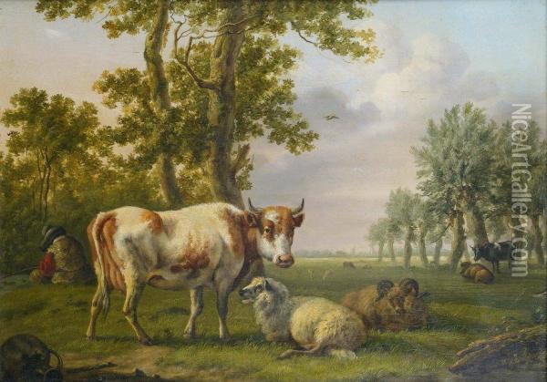 Vaches Au Pre Oil Painting - Gillis Smak Gregoor