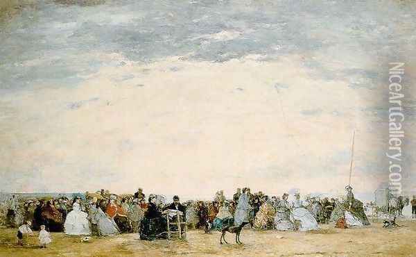 The Beach at Trouville 10 Oil Painting - Eugene Boudin