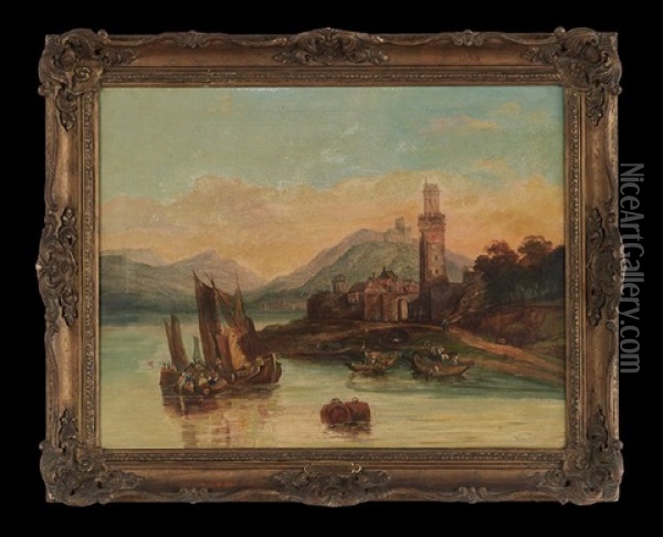 On The Rhine Oil Painting - John Wilson Carmichael