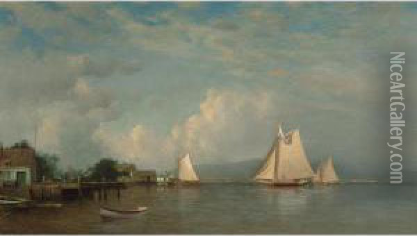 On The Hudson Oil Painting - Francis Augustus Silva