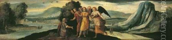 Abraham Et Les Trois Anges Oil Painting - Giovanni Francesco Caroto