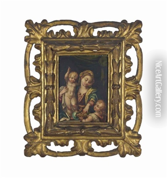 The Madonna And Child With The Infant Saint John The Baptist Oil Painting -  Perino del Vaga