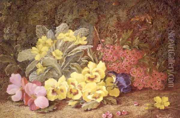 Roses and Primroses Oil Painting - Vincent Clare