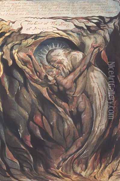Jerusalem The Emanation of the Giant Albion- plate 99 'All Human Forms' Oil Painting - William Blake