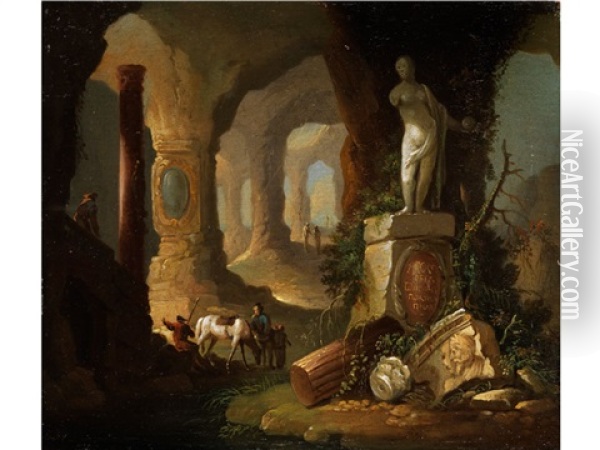 Inneres Einer Grotte Oil Painting - Georg Heinrick Hergenroder