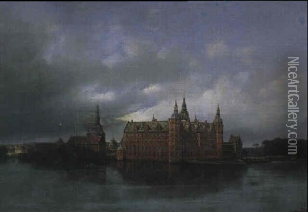 Frederiksborg Slot Oil Painting - Ferdinand Richardt