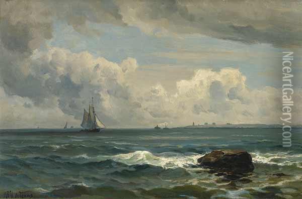 Ships Off The Coast Oil Painting - Mauritz F. H. de Haas