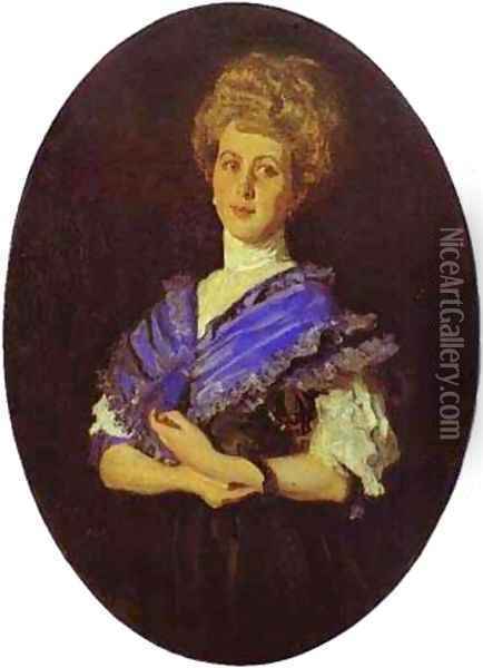 Portrait Of Elisaveta Karzinkina 1906 Oil Painting - Valentin Aleksandrovich Serov