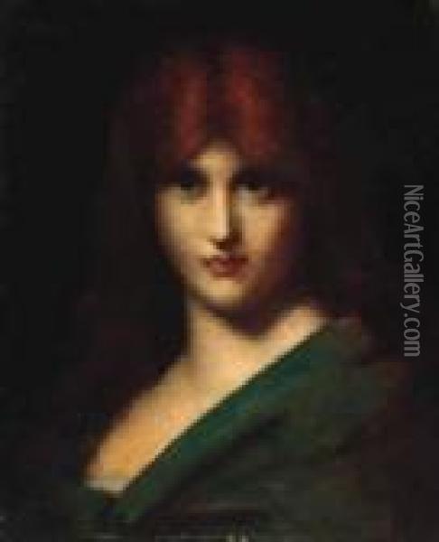 Red Haired Beauty Oil Painting - Jean-Jacques Henner