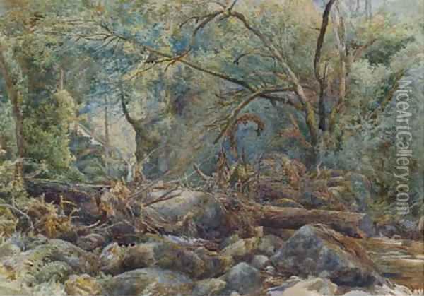 Deep in the forest Oil Painting - William James Bennett