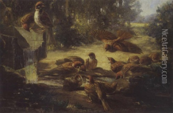 Les Oiseaux Oil Painting - Henry Collen
