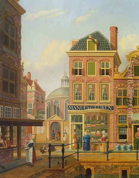 A Capriccio View in Amsterdam Oil Painting - Jan Hendrik Verheijen