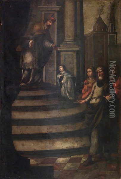 Presentacion De La Virgen En El Templo Oil Painting - Matias Arteaga y Alfaro