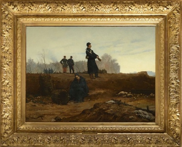 Artilleurs Aux Aguets Et Au Repos En 1870 Oil Painting - Etienne Prosper Berne-Bellecour