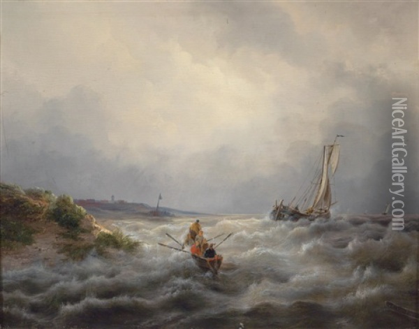 Marinestuck - Sturmische See Oil Painting - Anton Braakman