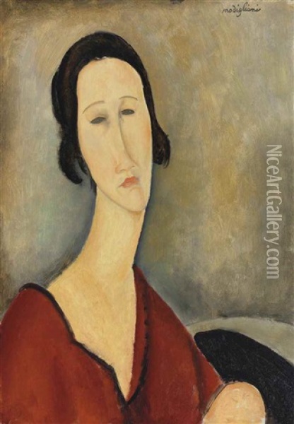 Madame Hanka Zborowska Oil Painting - Amedeo Modigliani