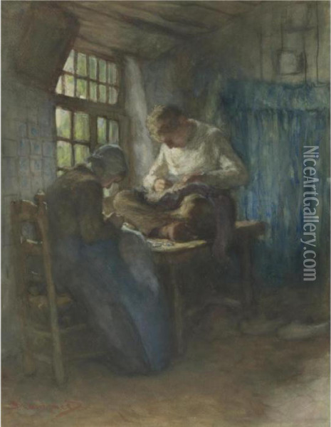 The Town Tailors Oil Painting - Bernardus Johannes Blommers