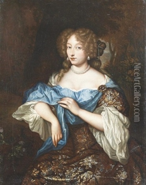 Portrait D'une Dame De Qualite Oil Painting - Caspar Netscher