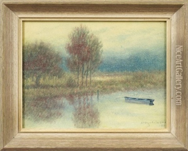 Bayou Landscape With A Pirogue Oil Painting - Alexander John Drysdale