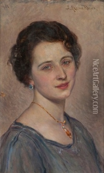 Portret Kobiety Oil Painting - Jozef Krzesz-Mecina