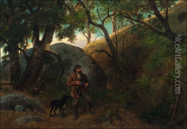 The Bear Hunter Oil Painting - William Hahn