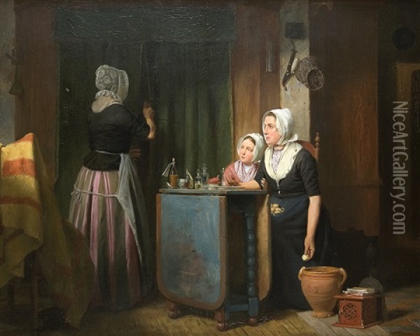 Im Hinterzimmer Des Apothekers Oil Painting - Johann Christian Gustav Zeitz