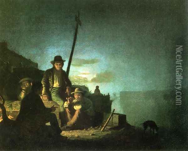 Watching the Cargo at Night Oil Painting - George Caleb Bingham