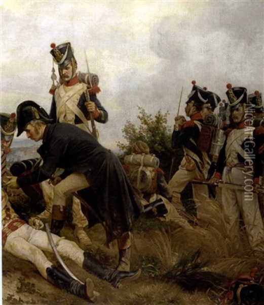Colonel The Hon. Frederick Ponsonby, 12th Light Dragoons At The Battle Of Waterloo Oil Painting - Henri Felix Emmanuel Philippoteaux