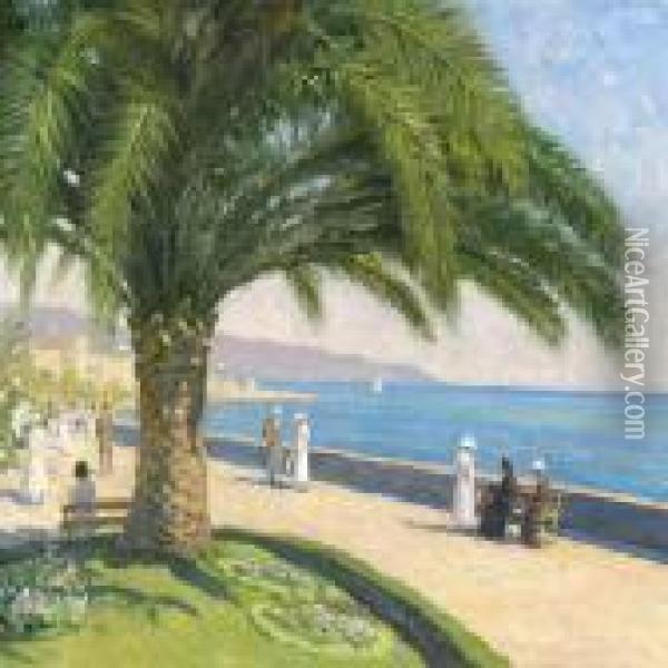 Under The Palms In San Remo Oil Painting - Paul-Gustave Fischer