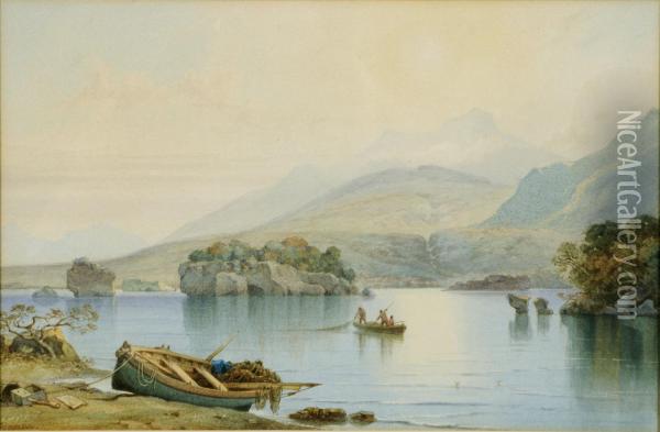 Lac De Montagne Et Pecheurs Oil Painting - Count Alexandre Thomas Francia