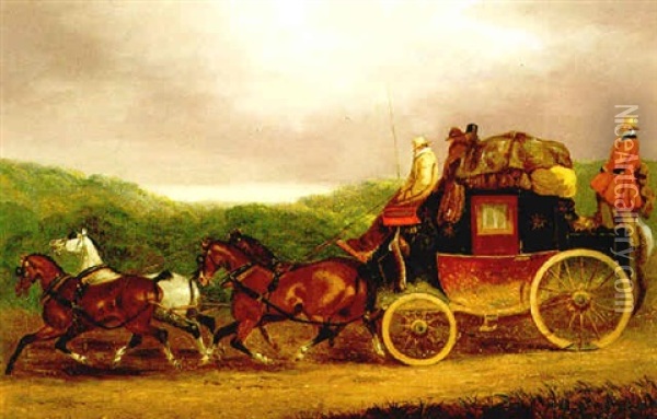 The Edinburgh To London Royal Mail Coach Oil Painting - Charles Cooper Henderson
