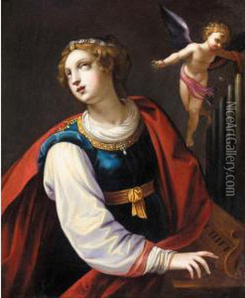 Saint Cecilia With An Angel Oil Painting - Giuseppe Cesari