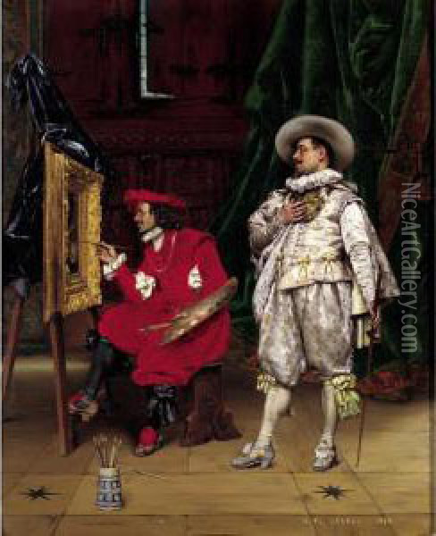 The Portrait Oil Painting - Adolphe-Alexandre Lesrel