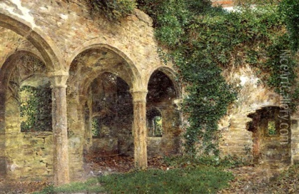 Kirkham Abbey, Yorkshire Oil Painting - George Price Boyce
