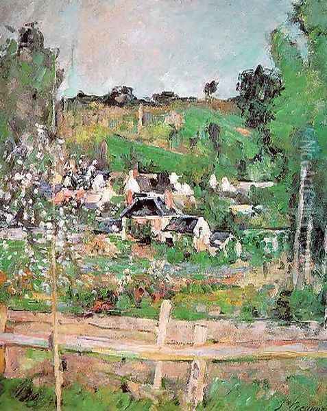 View Of Auvers Sur Oise Aka The Fence Oil Painting - Paul Cezanne
