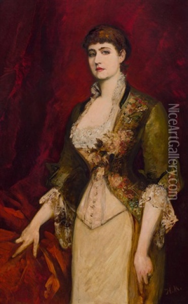 Portrat Isabella Grafin Potocka Oil Painting - Hans Makart