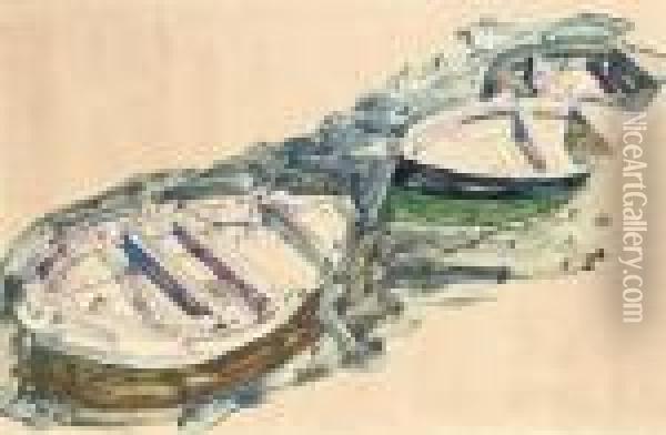 Drei Ruderboote Oil Painting - Egon Schiele