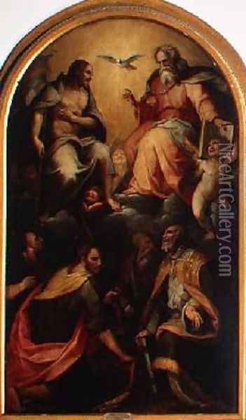 The Holy Trinity with Saints Oil Painting - da San Friano Maso