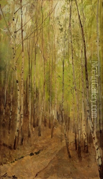 Birkenwald Oil Painting - Emil Jacob Schindler