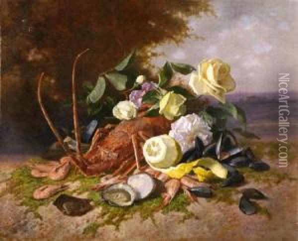 [nature Morte A La Langouste.] Oil Painting - David Emil Joseph de Noter