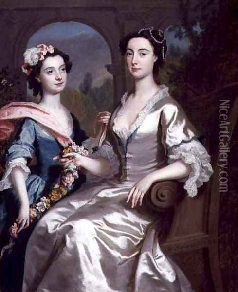 Mrs Elizabeth Birch and Her Daughter Oil Painting - Joseph Highmore