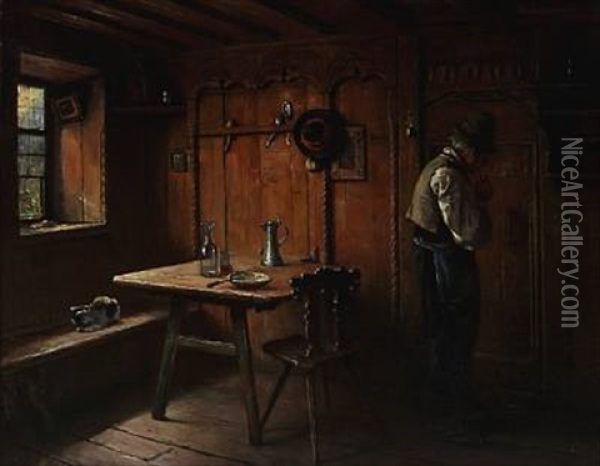 Interior Of A Farmhouse Oil Painting - Hermann Lindenschmit