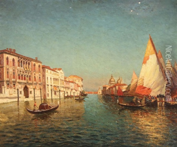 Grand Canal Venice Oil Painting - Richard Dey de Ribcowsky