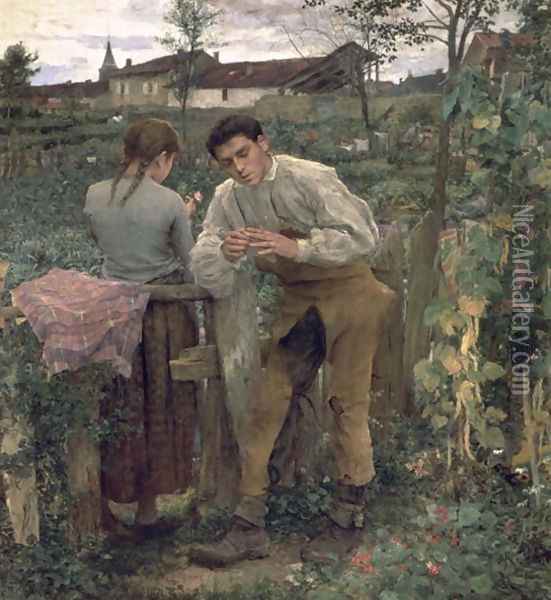 Rural Love 1882 Oil Painting - Jules Bastien-Lepage