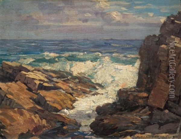 Morning Seas, Cape Elizabeth, Maine Oil Painting - Alexander Bower