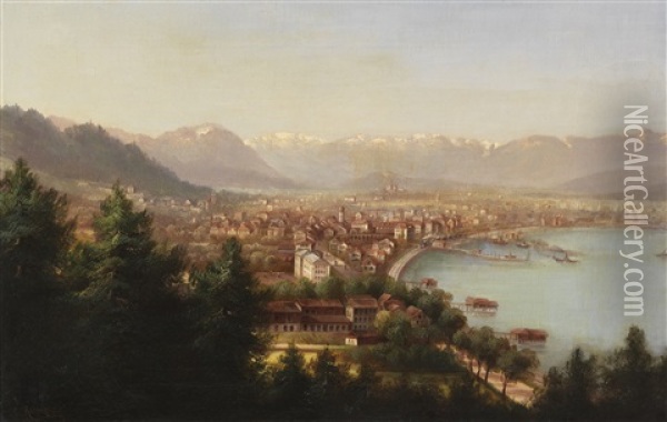 Stadtansicht Von Bregenz Oil Painting - Hubert Sattler