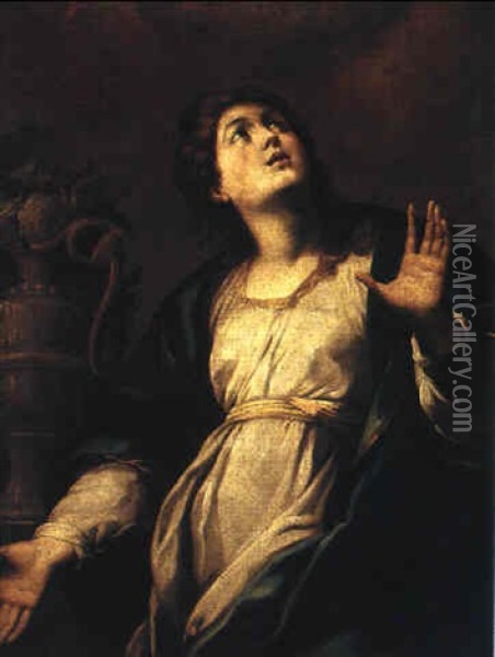 A Female Saint, Possibly The Virgin Annunciate Oil Painting - Carlo Francesco Nuvolone