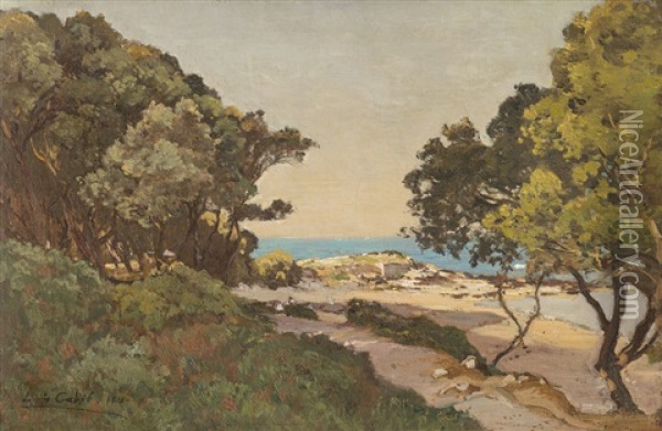 Ile De Noirmoutiers: Sommerfrische Am Strand Mit Blick Auf Das Meer Oil Painting - Louis Alexandre Cabie