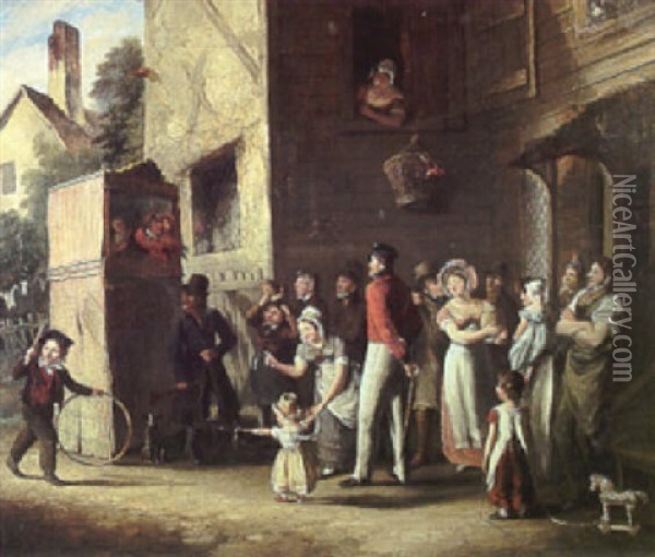 The Punch And Judy Show Oil Painting - John Cawse